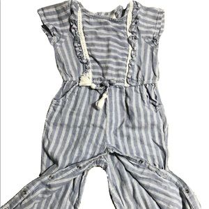 💝 Girls Denim Striped Pants Tassels Romper